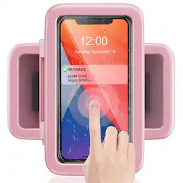 PARKER SLATER - Shower Phone Holder Waterproof 480 Rotatable Adjustable Bathroom Wall Mount Stand Anti-fog High Sensitivity Case Anti - Pink