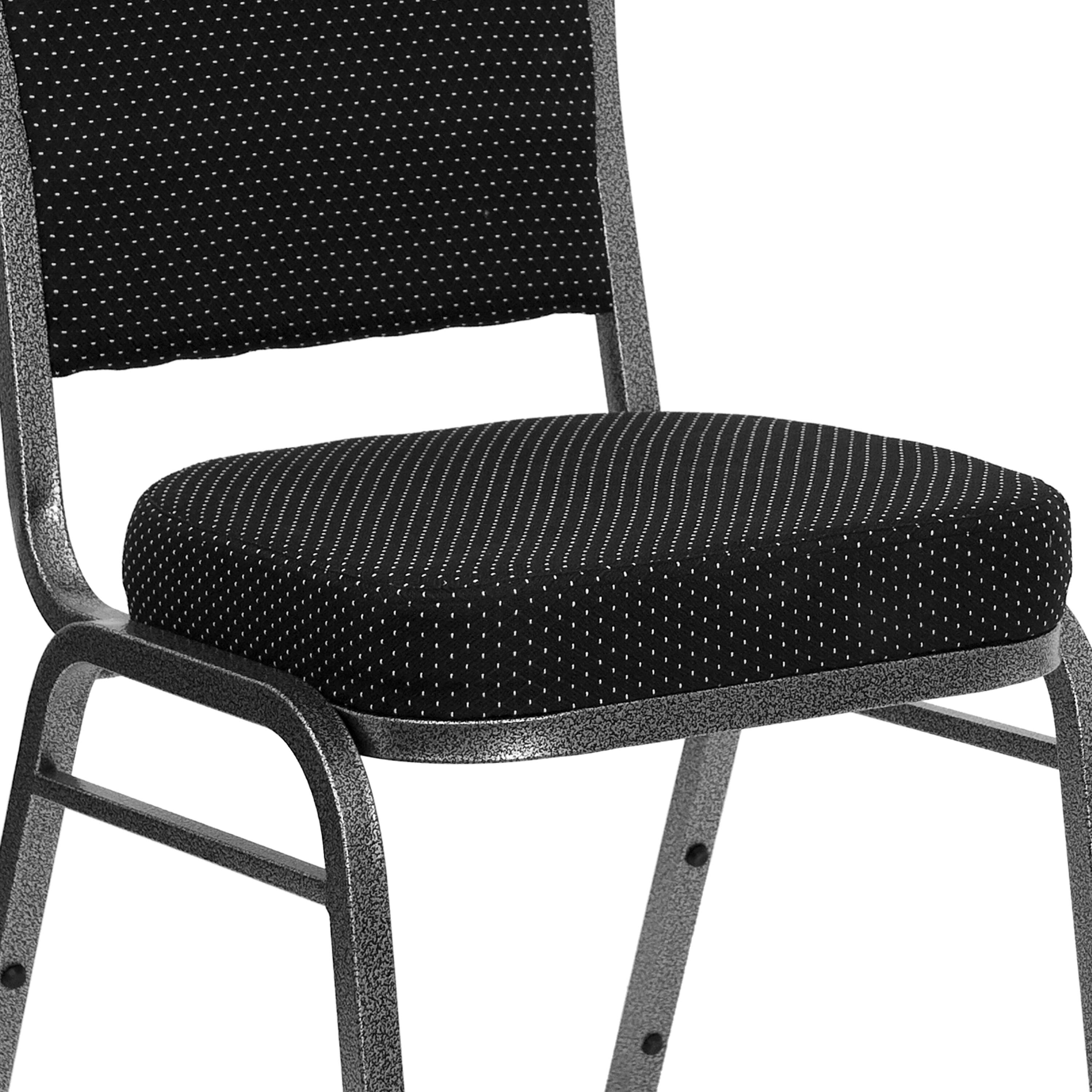 Alt View 9. Emma + Oliver - 4 Pack Crown Back Stacking Banquet Chair - Black Dot Patterned Fabric/Silver Vein Frame.
