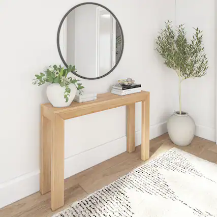 Front. Plank+Beam - Modern Console Table - 46 inches, Blonde - Blonde.