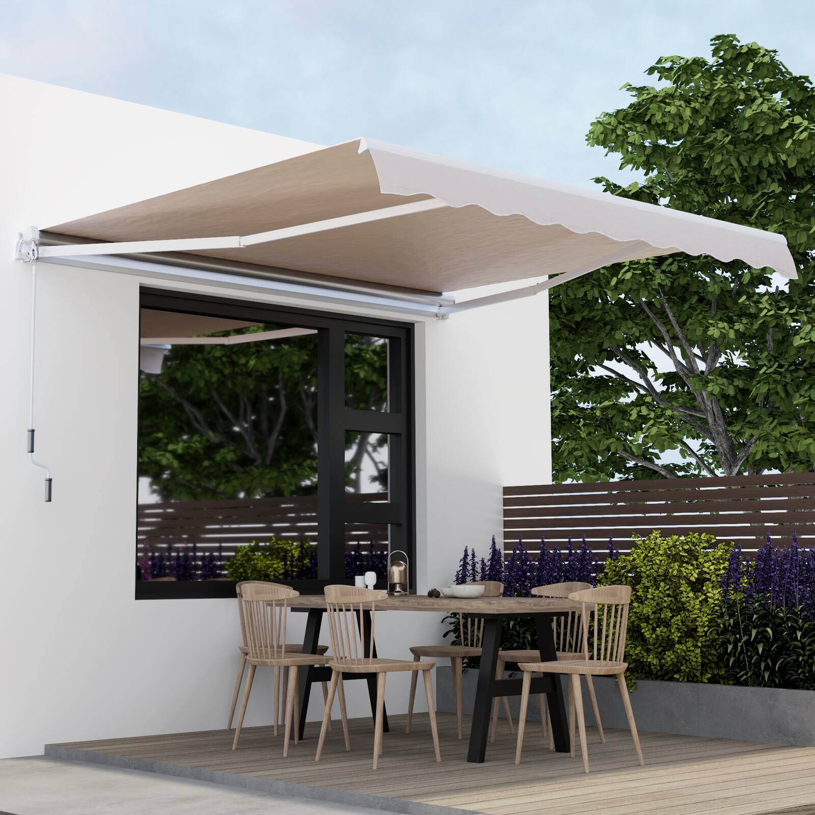 Alt View 1. Costway - Costway 10x8.2ft Patio Retractable Awning Heavy-Duty Aluminum Adjustable Shelter Outdoor - Beige.