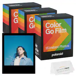 Go Color Film, Black Frame -48 Films + Quality Photo Microfiber Cloth (Compatible with Polaroid Go Cameras)