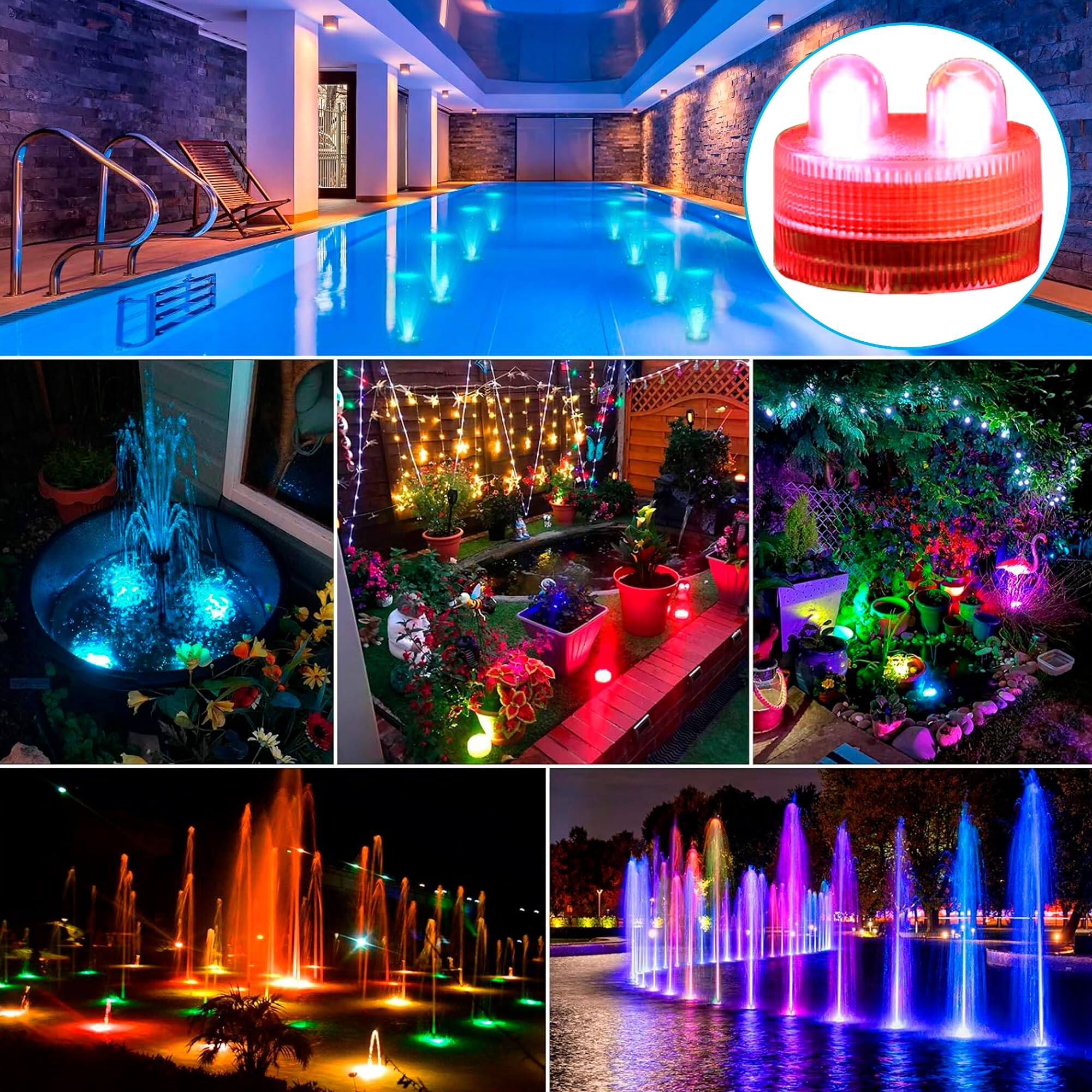 Left. HQRP - HQRP 20-Pack Mini Submersible LED Tea Lights RGB Waterproof Flameless Candles Battery Operated Accent Decor for Holidays.