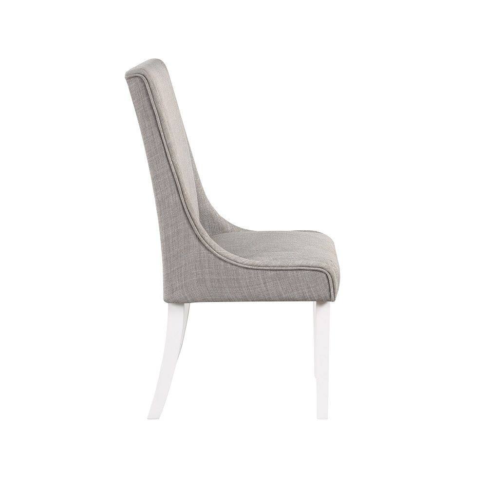 Alt View 2. Manhattan Lane - Joyce 25 Inch Side Dining Chair Set of 2, Wingback, Gray Linen, White Wood - Gray, White.