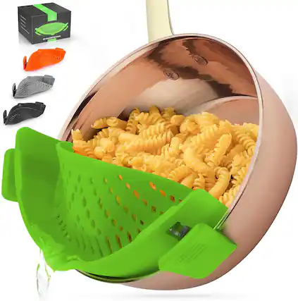 Front. Zulay Kitchen - Zulay Kitchen Silicone Pot Strainer - Adjustable Snap On Strainer For Most Pans & Pots - Green.