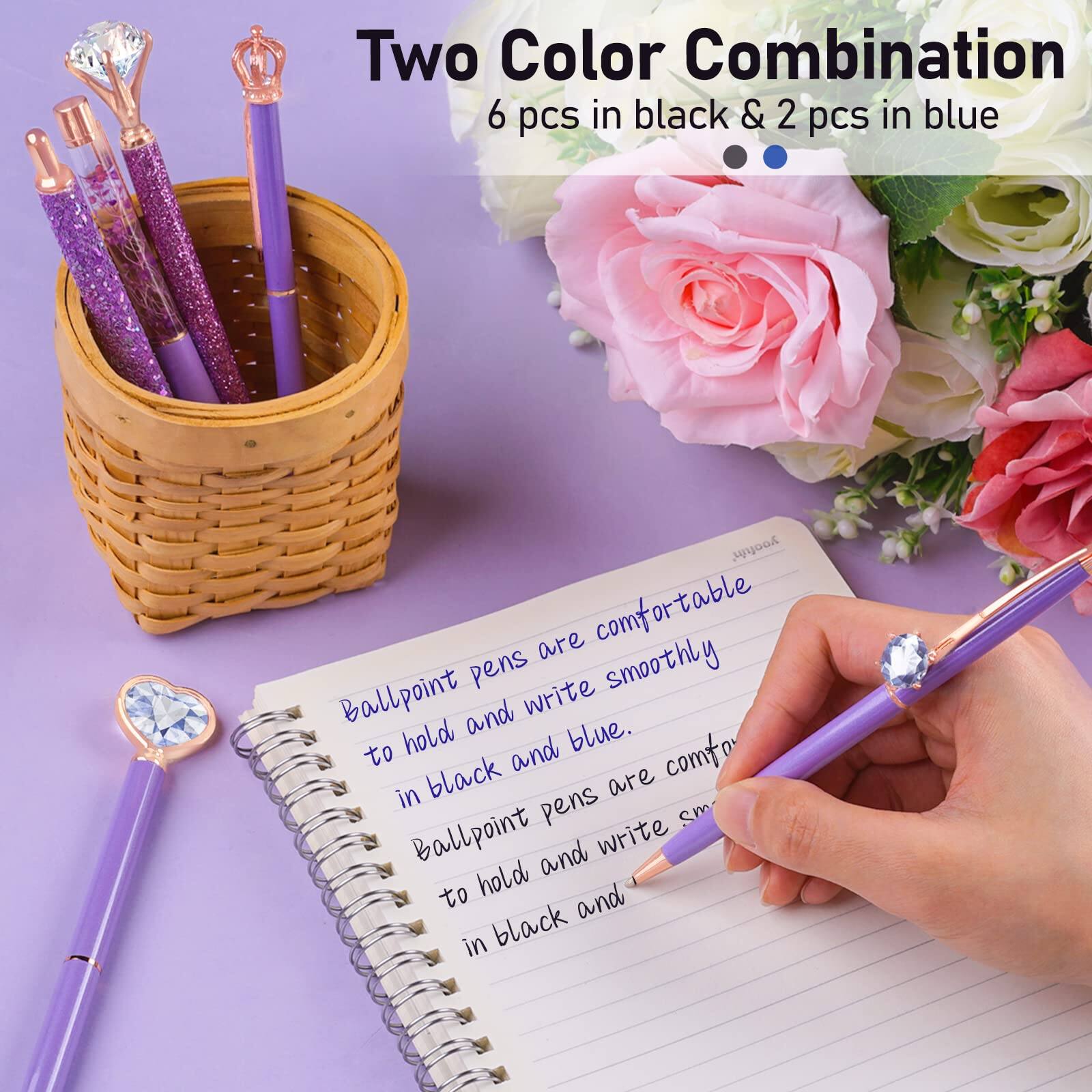 Two Color Combination  
6 pcs in black & 2 pcs in blue  

Ballpoint pens are comfortable to hold and write smoothly in black and blue.  
Ballpoint pens are comfortable to hold and write smoothly in black and blue.