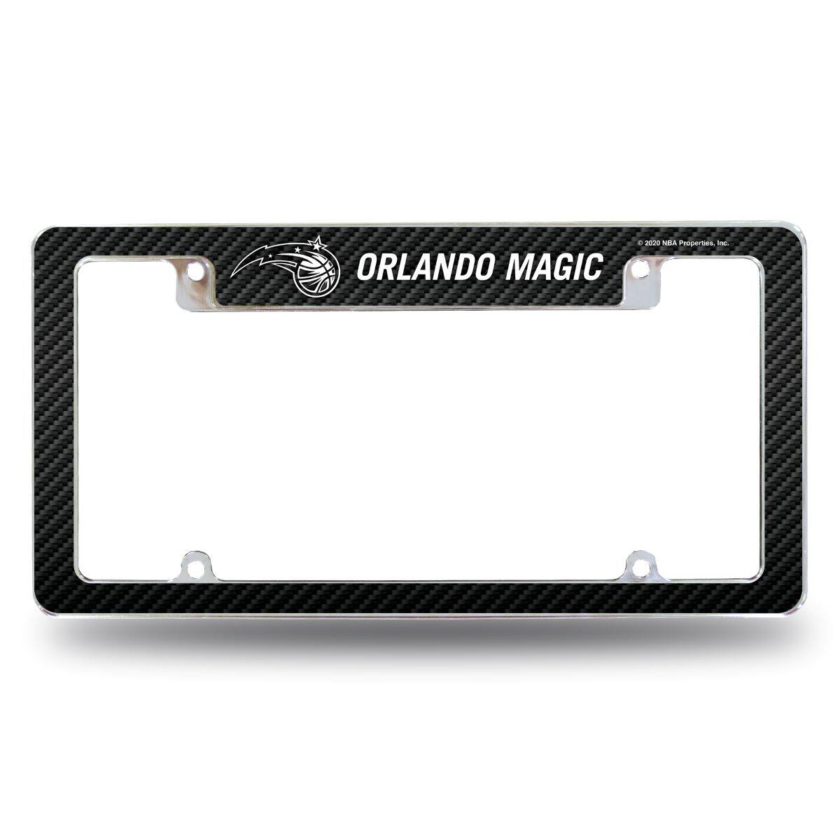 Orlando Basketball Magic Chrome Metal License Plate Frame - Carbon Fiber Look