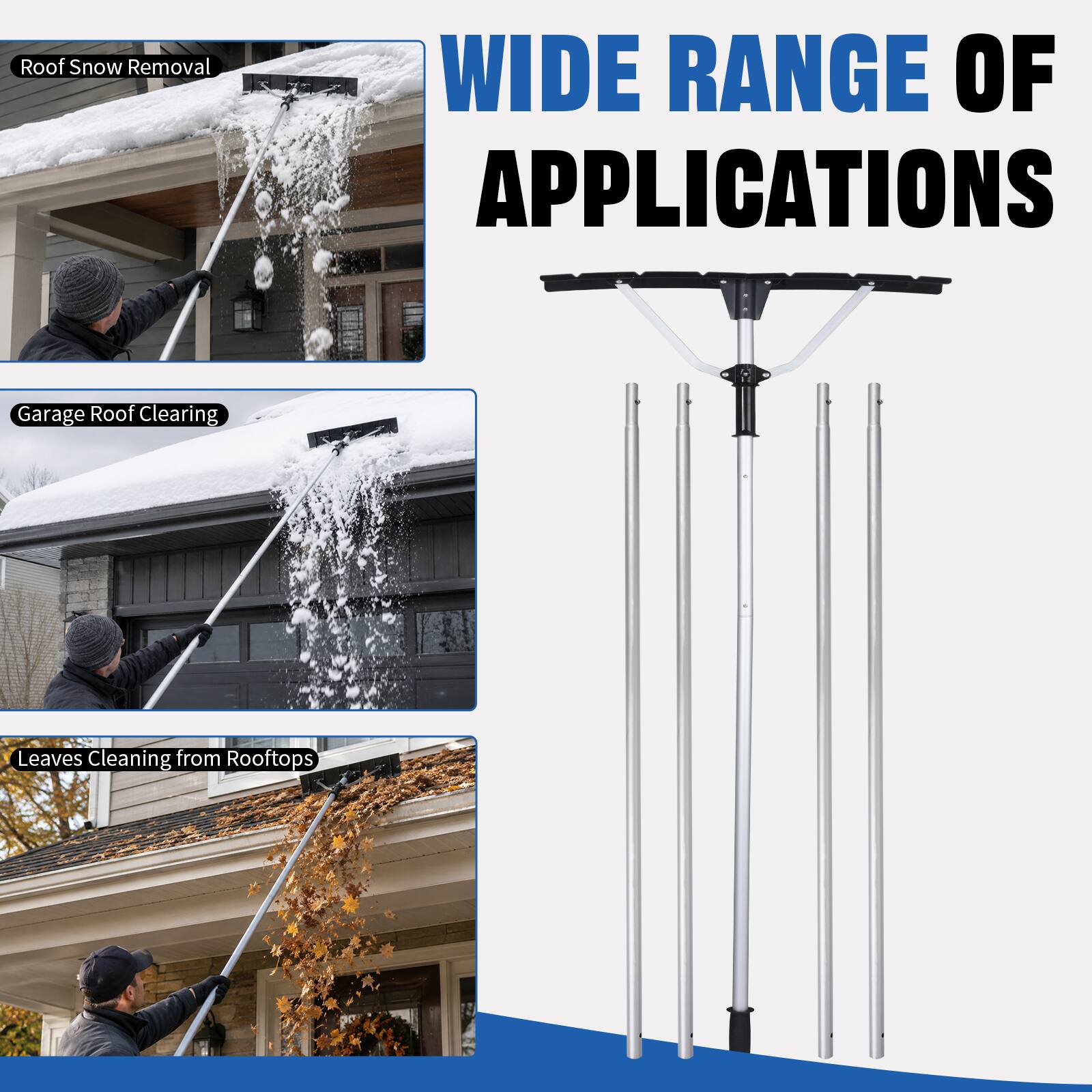 Roof Snow Removal  
WIDE RANGE OF APPLICATIONS  
Garage Roof Clearing  
Leaves Cleaning from Rooftops