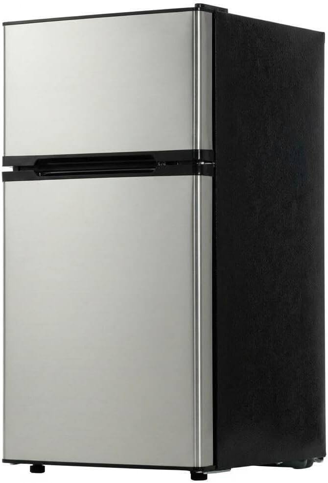 Front. Homhougo - 3.1 Cu Ft Two Door Mini Fridge with Freezer, Quiet Compact Refrigerator - ‎Silver.