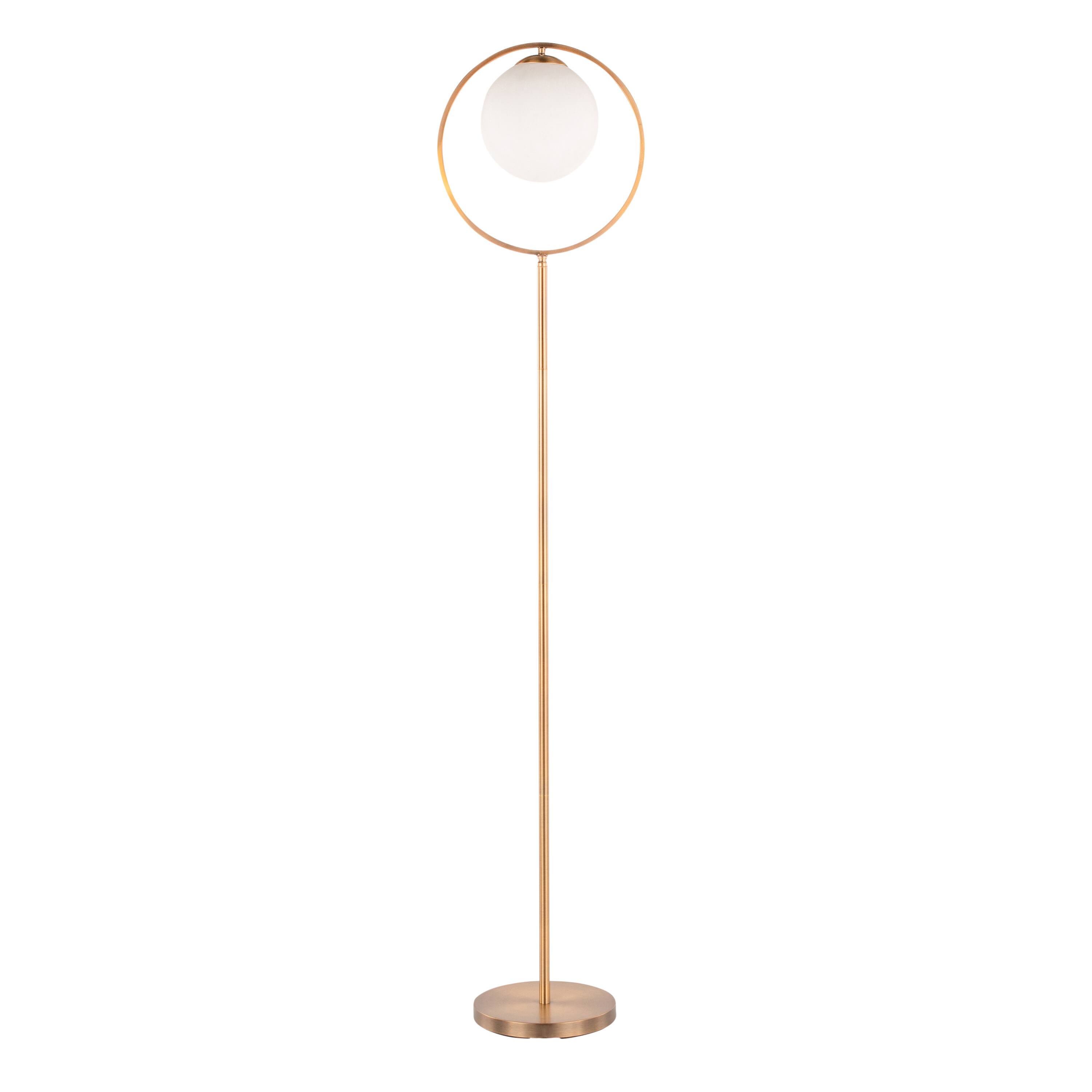 Alt View 1. Loheer - Loheer Frosted Glass Globe Light Brass Finish 65 Inch Accent Luminaire for Living Room - Gold.
