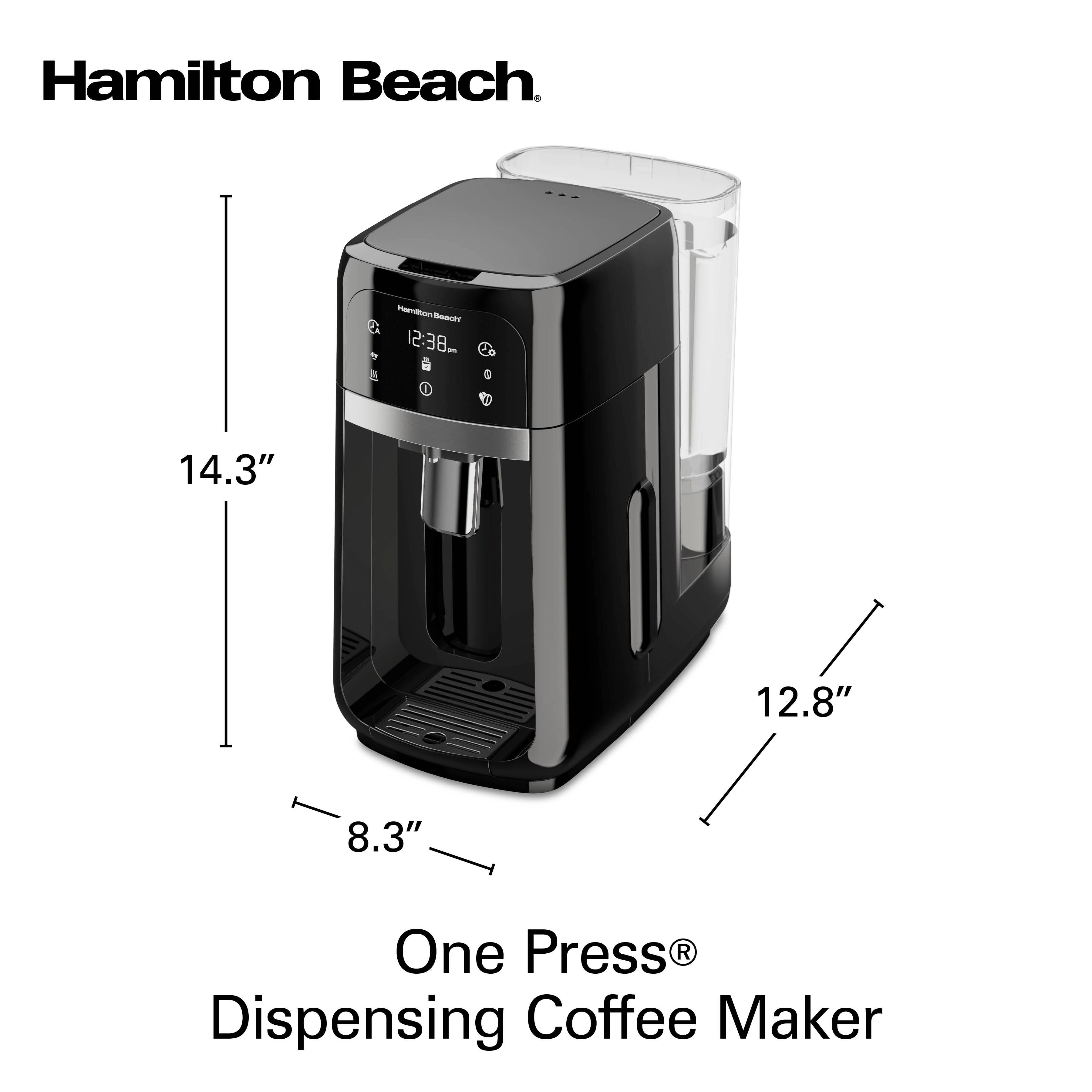 Hamilton Beach  
One Press® Dispensing Coffee Maker  
14.3"  
12.8"  
8.3"