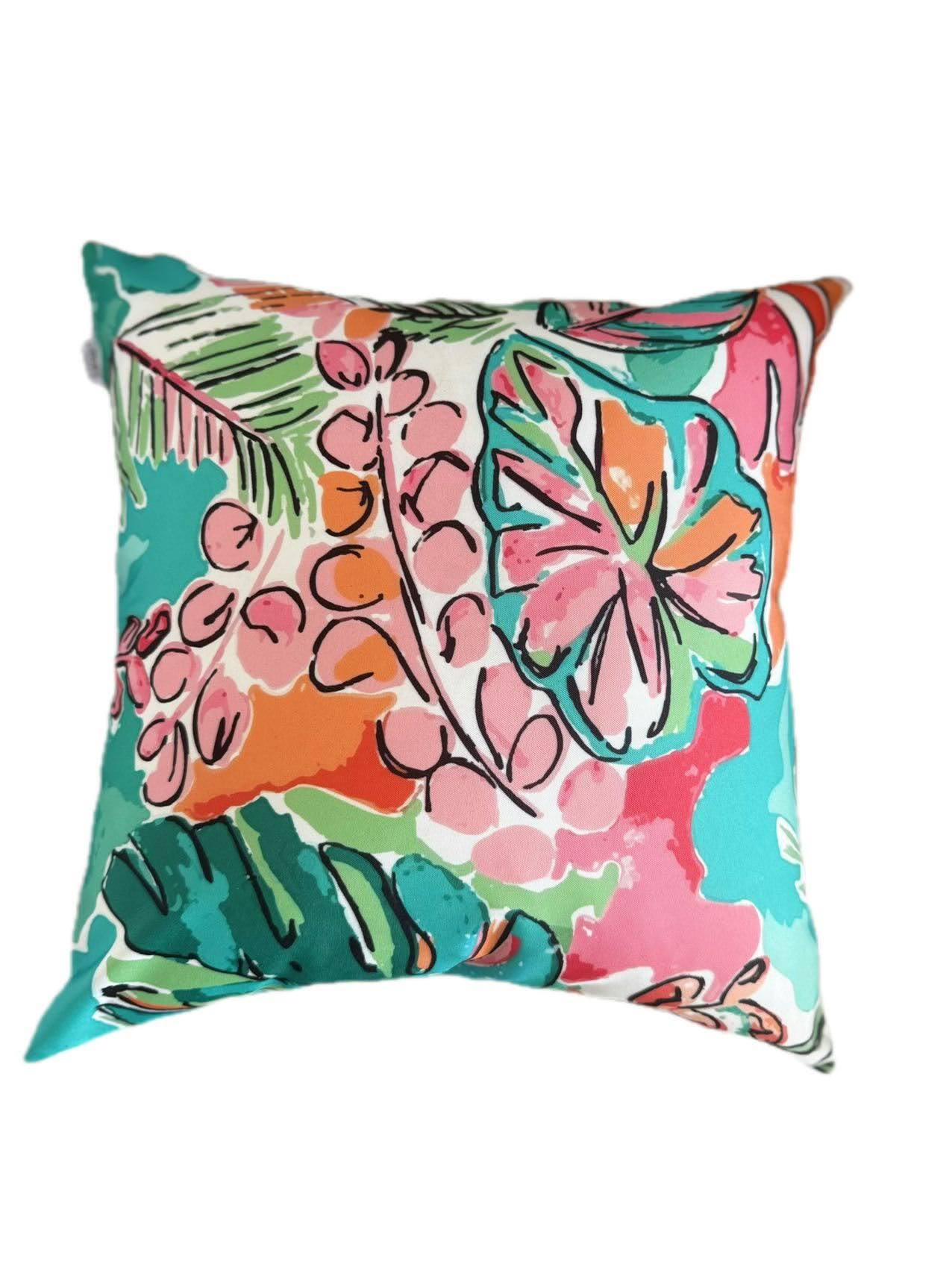 Angle. LuXeo - 2-Pack Indoor-Outdoor Throw Pillow / Color:Turquoise Size:18" x 18" - Turquoise.