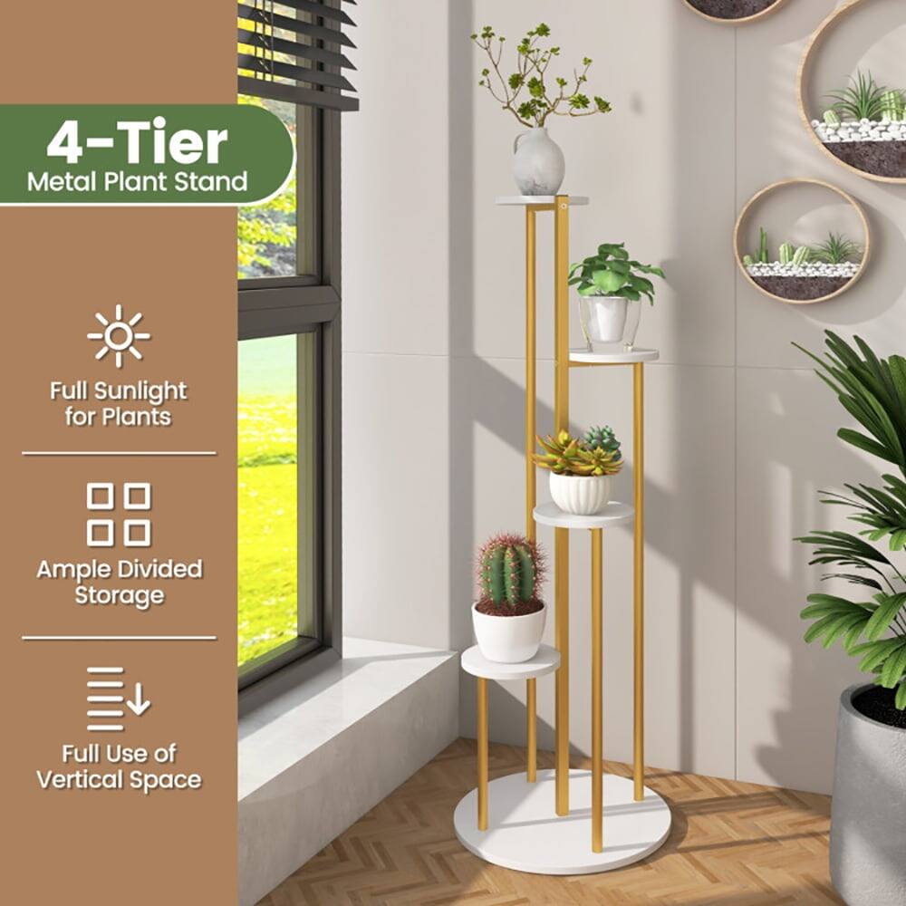 4-Tier Metal Plant Stand

- Full Sunlight for Plants
- Ample Divided Storage
- Full Use of Vertical Space