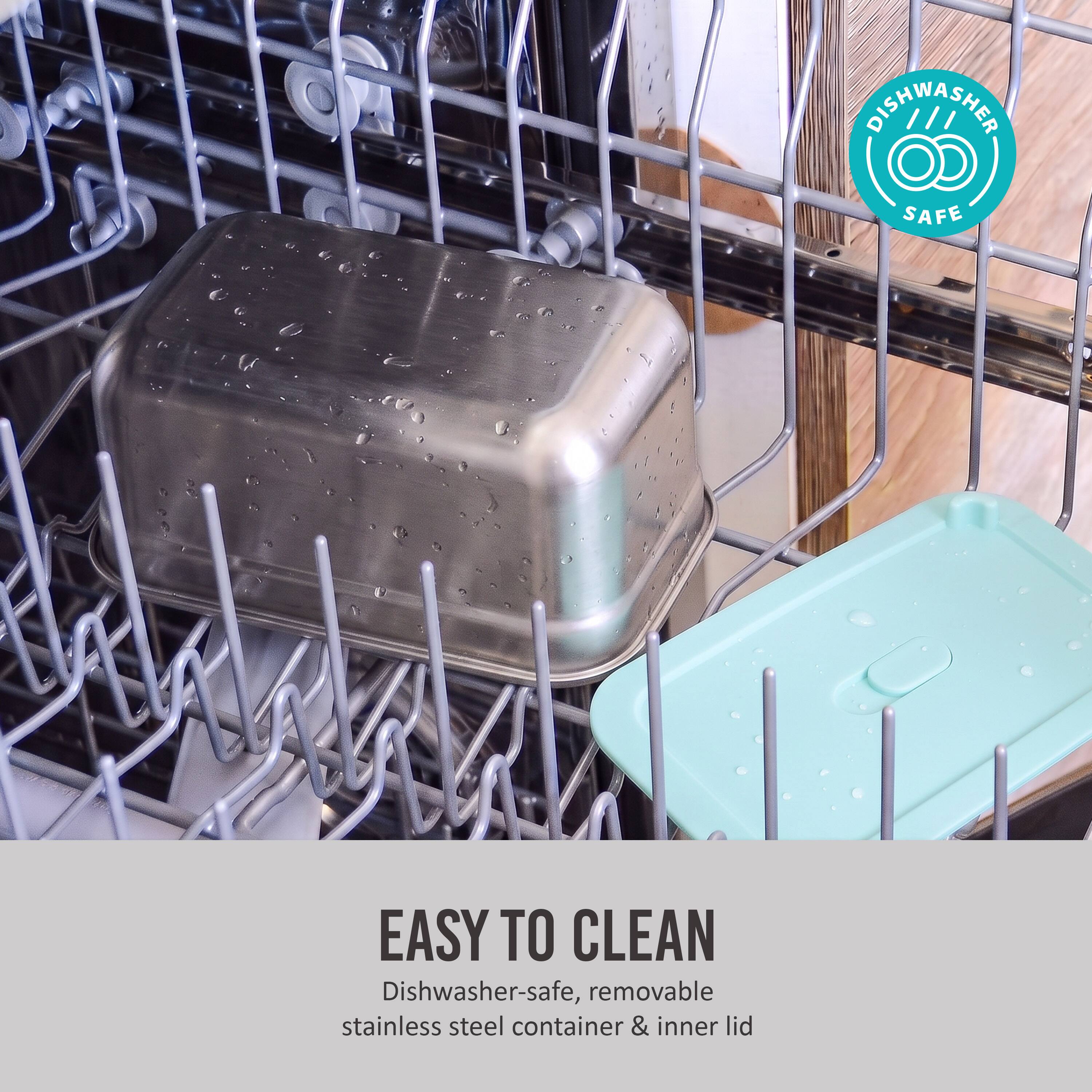 DISHWASHER SAFE

EASY TO CLEAN
Dishwasher-safe, removable stainless steel container & inner lid