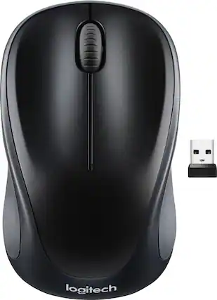 Front. Logitech - M317 Wireless Optical Mouse - Black.
