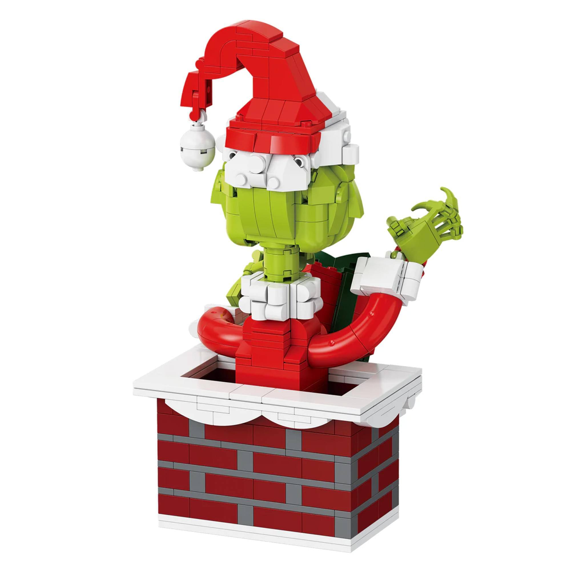 Alt View 3. Brickcraft - The Grinch Up The Chimney 523-Piece Brickcraft Building Set - Green.
