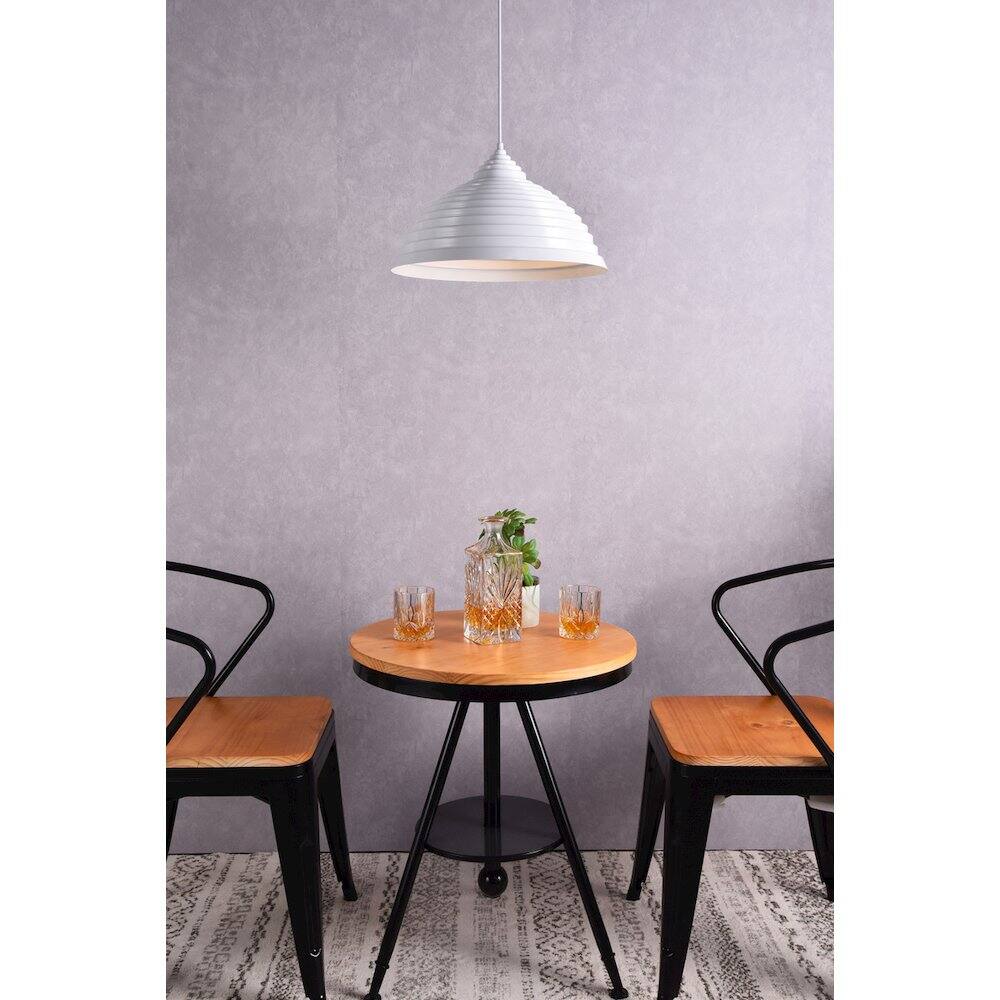Alt View 4. Living District - Circa 1 Light White Pendant - White.