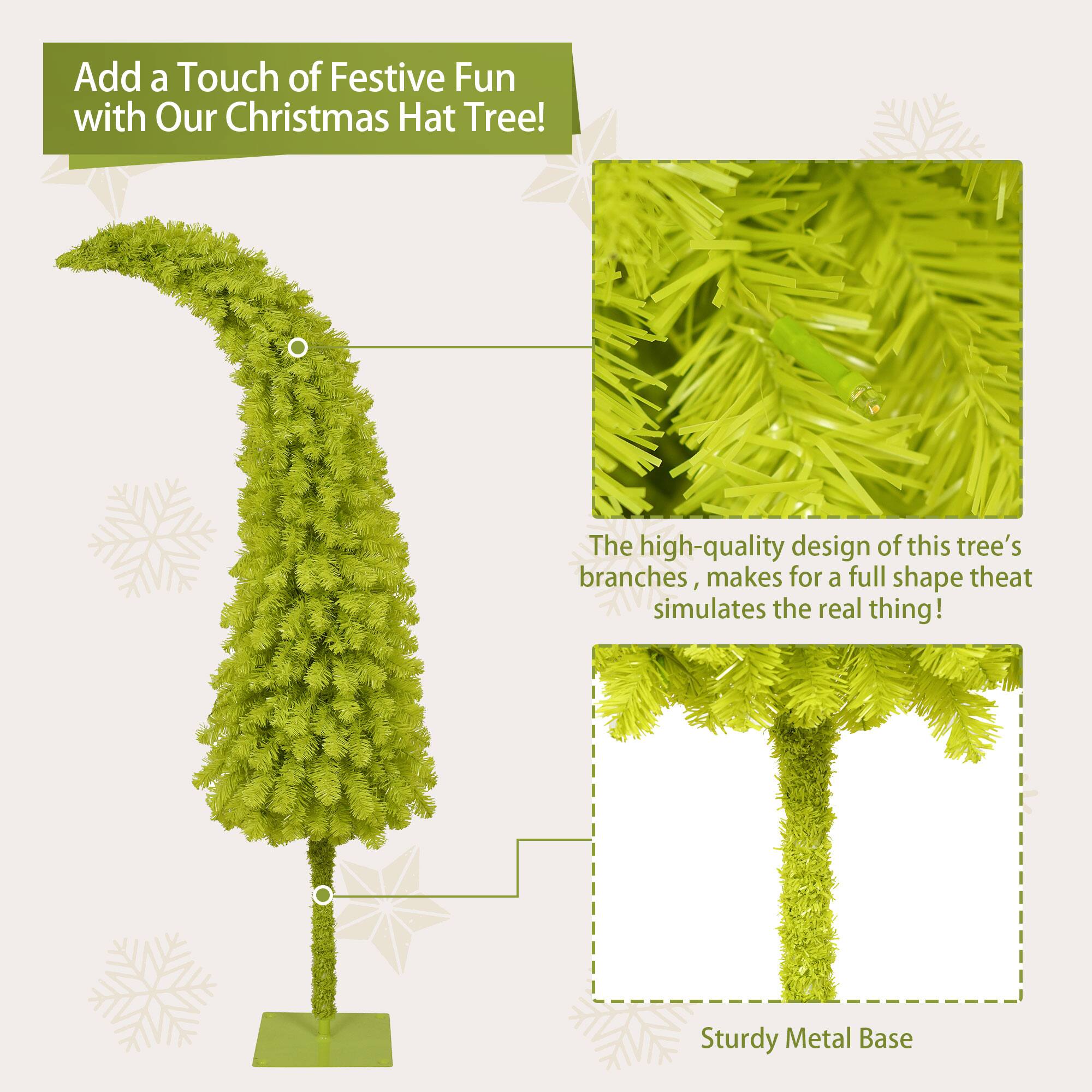 Add a Touch of Festive Fun with Our Christmas Hat Tree!

The high-quality design of this tree's branches, makes for a full shape that simulates the real thing!

Sturdy Metal Base