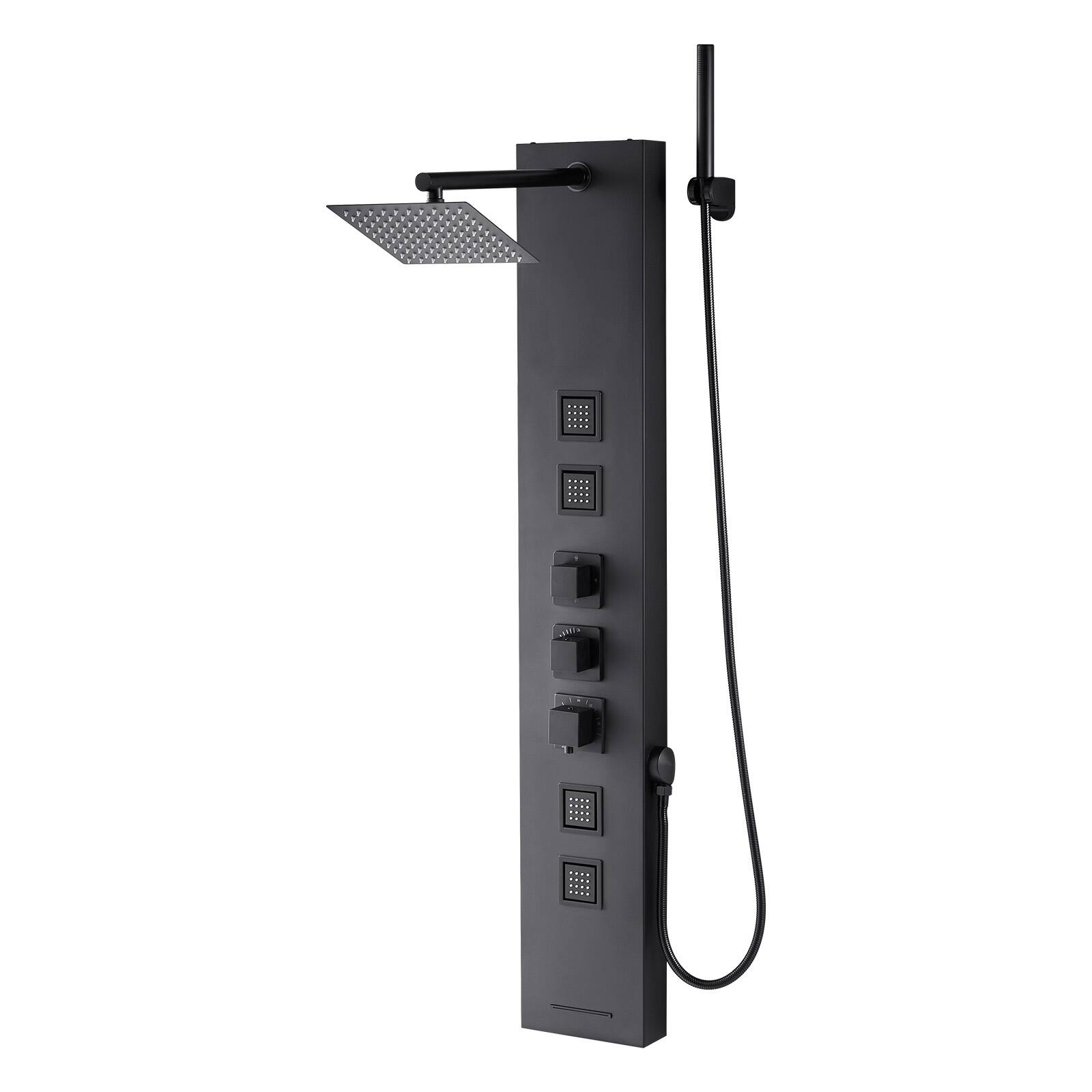 Alt View 5. VEVOR - Shower Panel Tower System with Rainfall Shower Head, 49 in Brushed Stainless Steel Shower Column, 4-Function Faucet - Black.