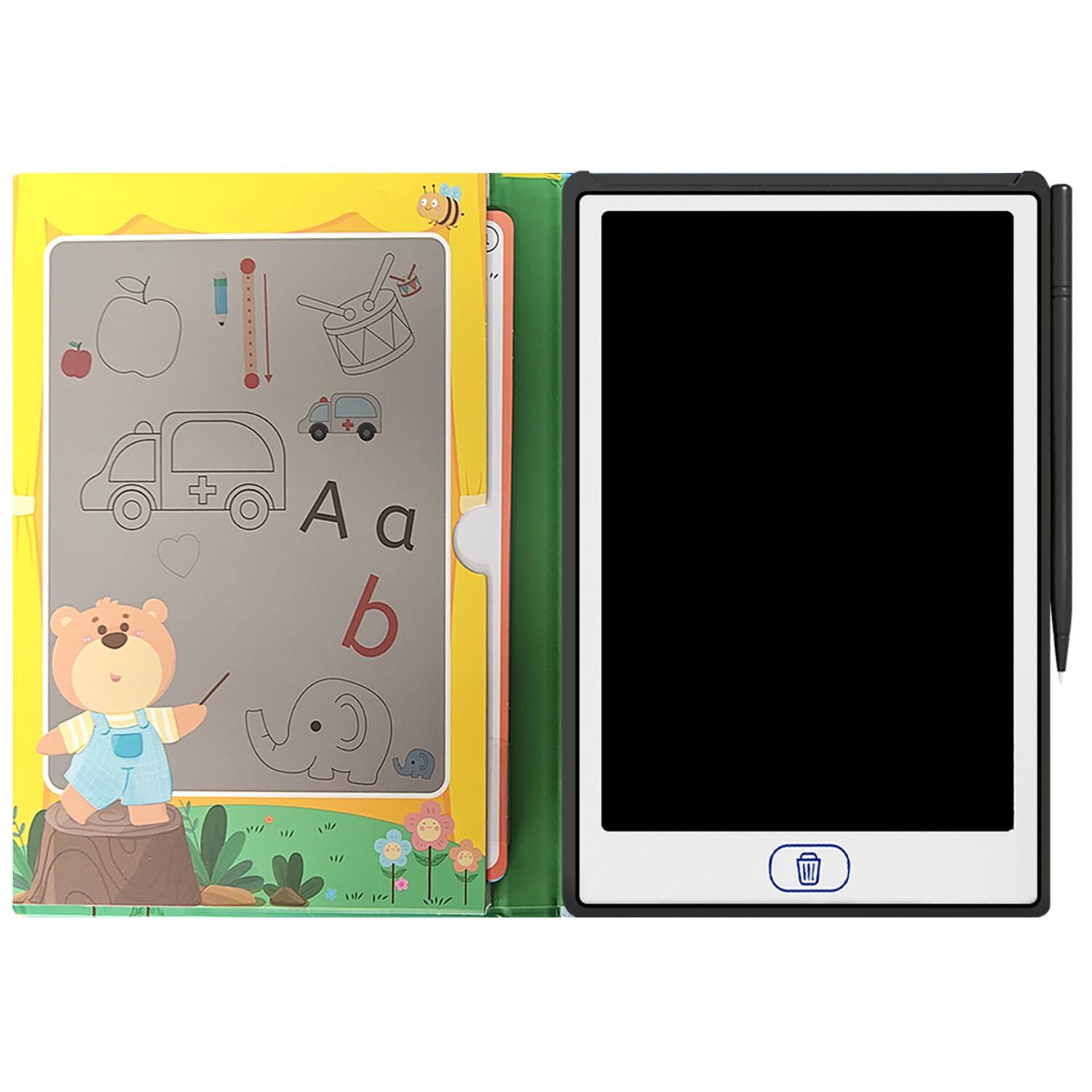 Front. Sahara - Kids 8.5" Learning Digital Notepad – Trace Letters & Animals | Educational Art Drawing Tablet - Black.