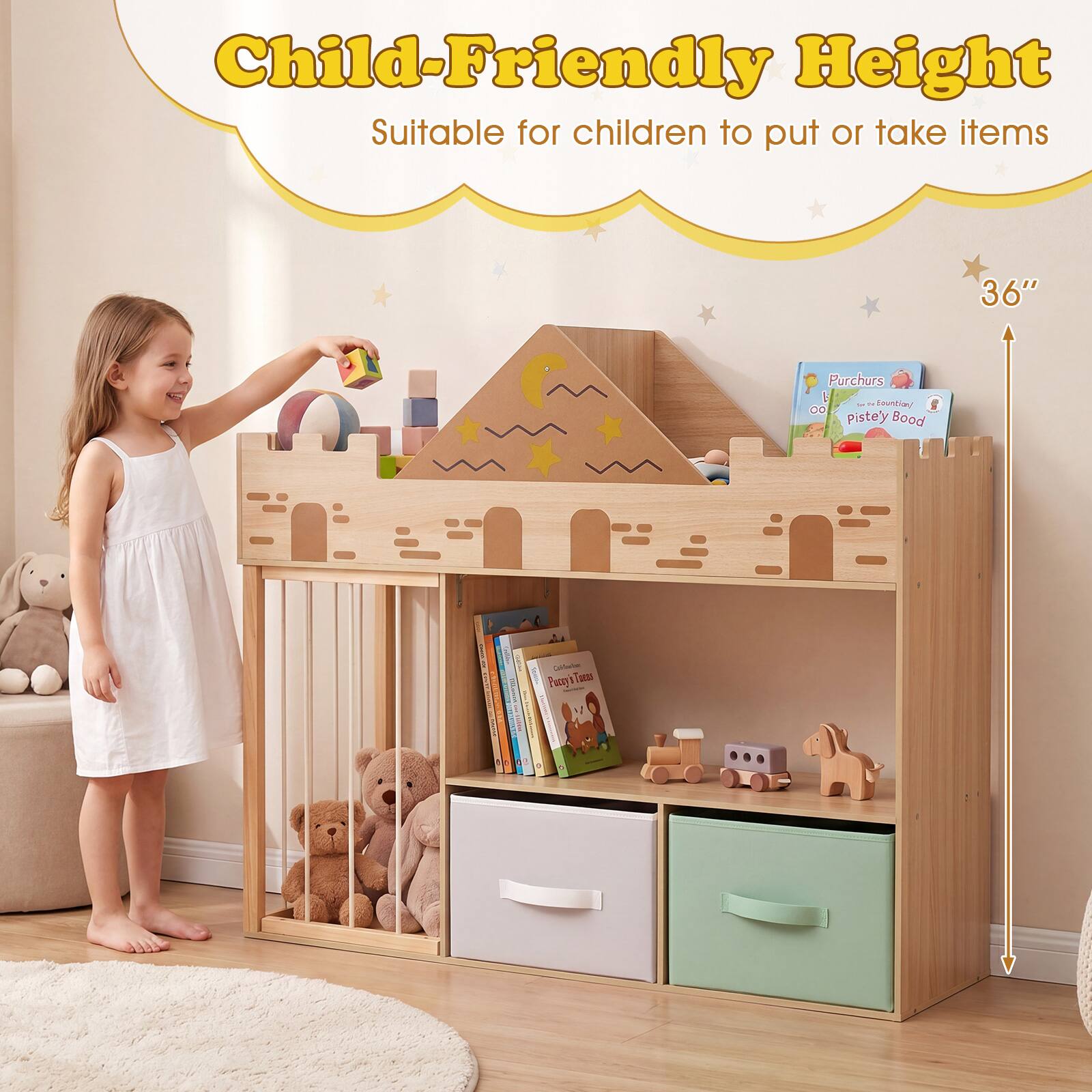 Child-Friendly Height  
Suitable for children to put or take items  
36"