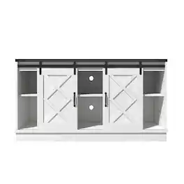 Boyel Living - 28.35 in. H TV Stand with Height Adjustable Shelf and Sliding Barn Door - White