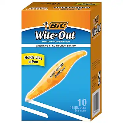 BIC Wite-Out Exact Liner Correction Tape
America's #1 Correction Brand
Holds Like a Pen
10 Tape Rolls
19.8 ft. (6m) x 1/5 in. (5mm)