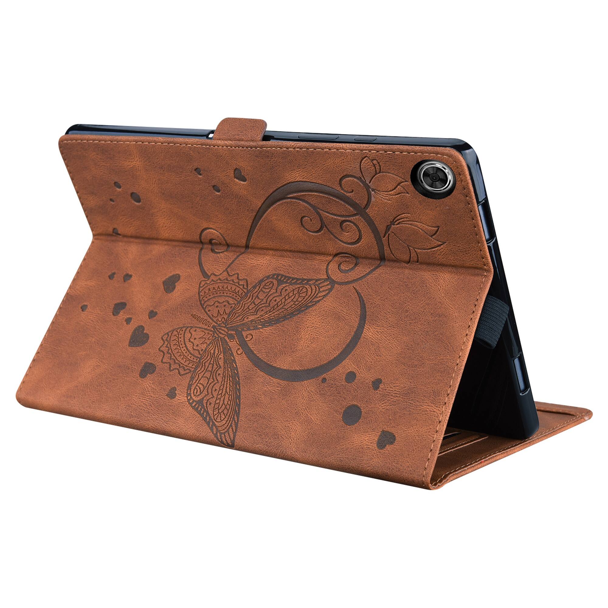 Alt View 2. Dteck - For Samsung Galaxy Tab A11/A9 8.7-inch PU Leather Embossed Butterfly Folio Case with Card Holder Flip Stand Cover - Brown.