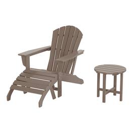 WestinTrends - Dylan Outdoor Adirondack Chair With Ottoman And Side Table 3-Piece Set - Weathered Wood