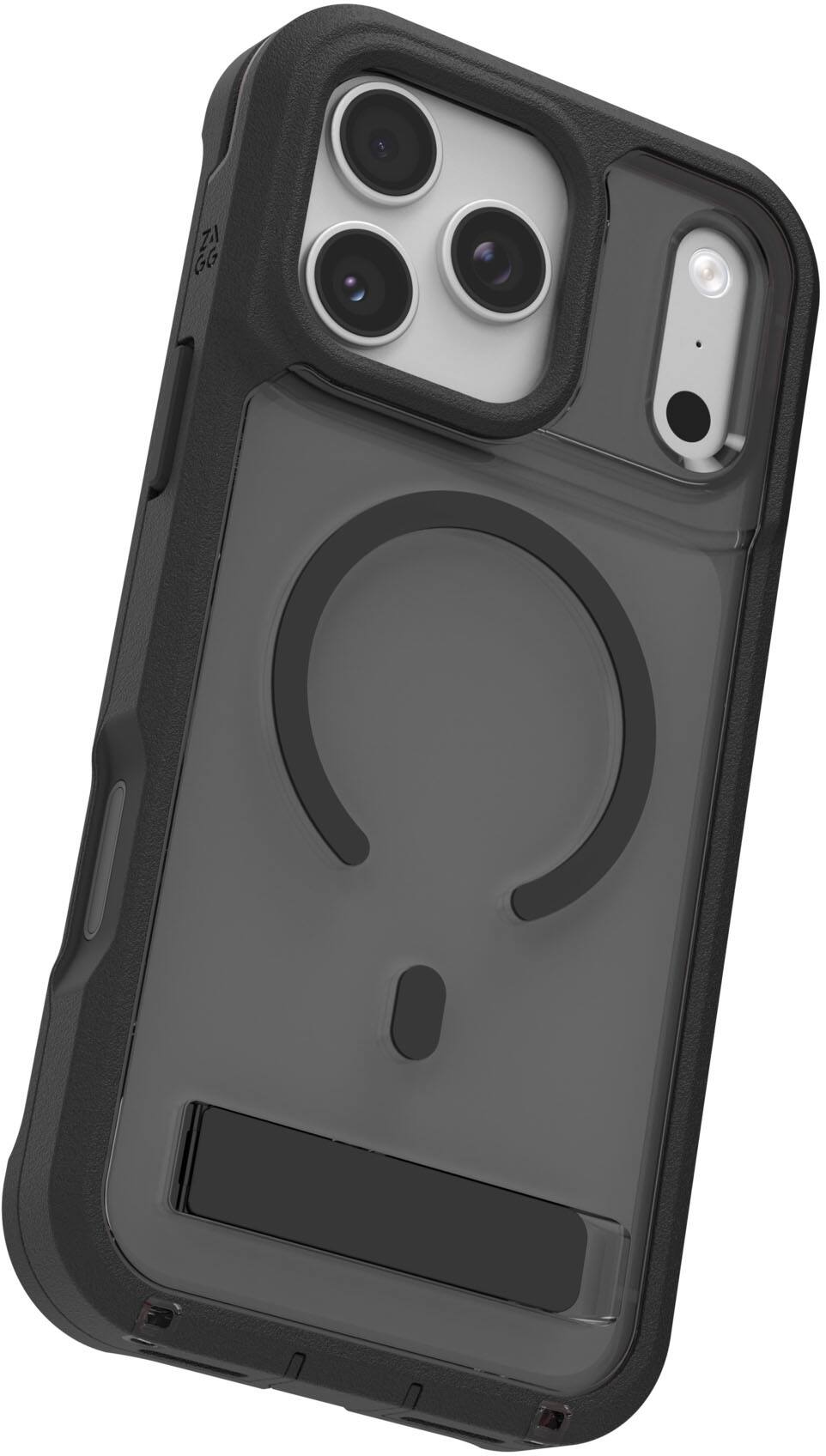 Back. ZAGG - Rainier Snap with Kickstand for Apple iPhone 17 Pro Max - Smoke Black.