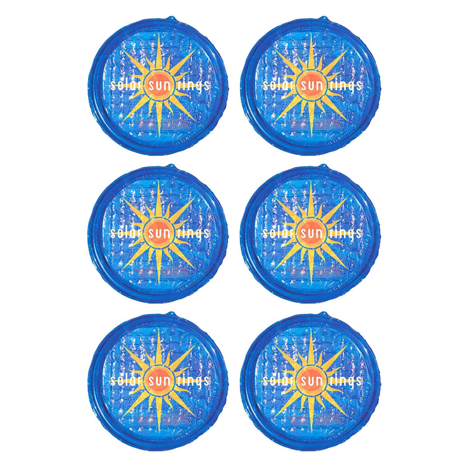 Solar Sun Rings - UV Resistant Pool Spa Heater Circular Solar Cover, Blue (6 Pack)