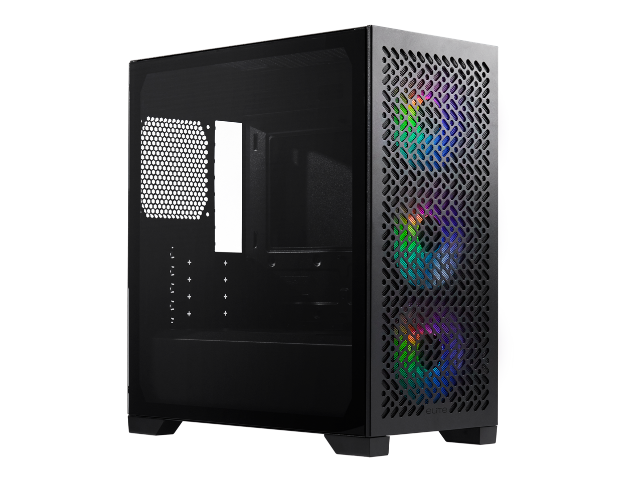 Cooler Master - Elite 302 Micro-ATX Case, 365mm GPU, 280mm AIO, Tempered Glass, Triple 120mm aRGB PWM Fan - Black