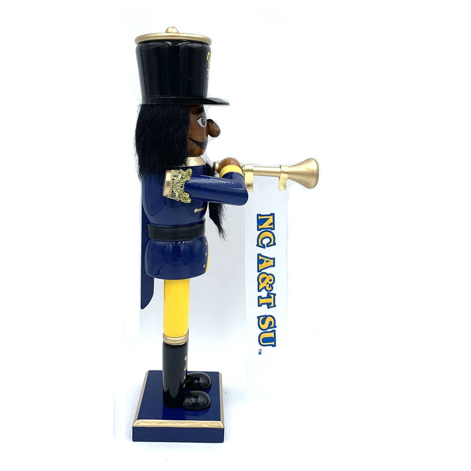Alt View 1. Santa's Workshop - North Carolina A&T Aggies 14" Bugler Nutcracker - Blue.