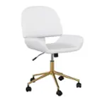 Front. Martha Stewart - Tyla Faux Leather Office Chair - White Faux Leather/Polished Brass.