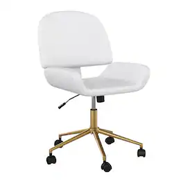 Martha Stewart - Tyla Faux Leather Office Chair - White Faux Leather/Polished Brass