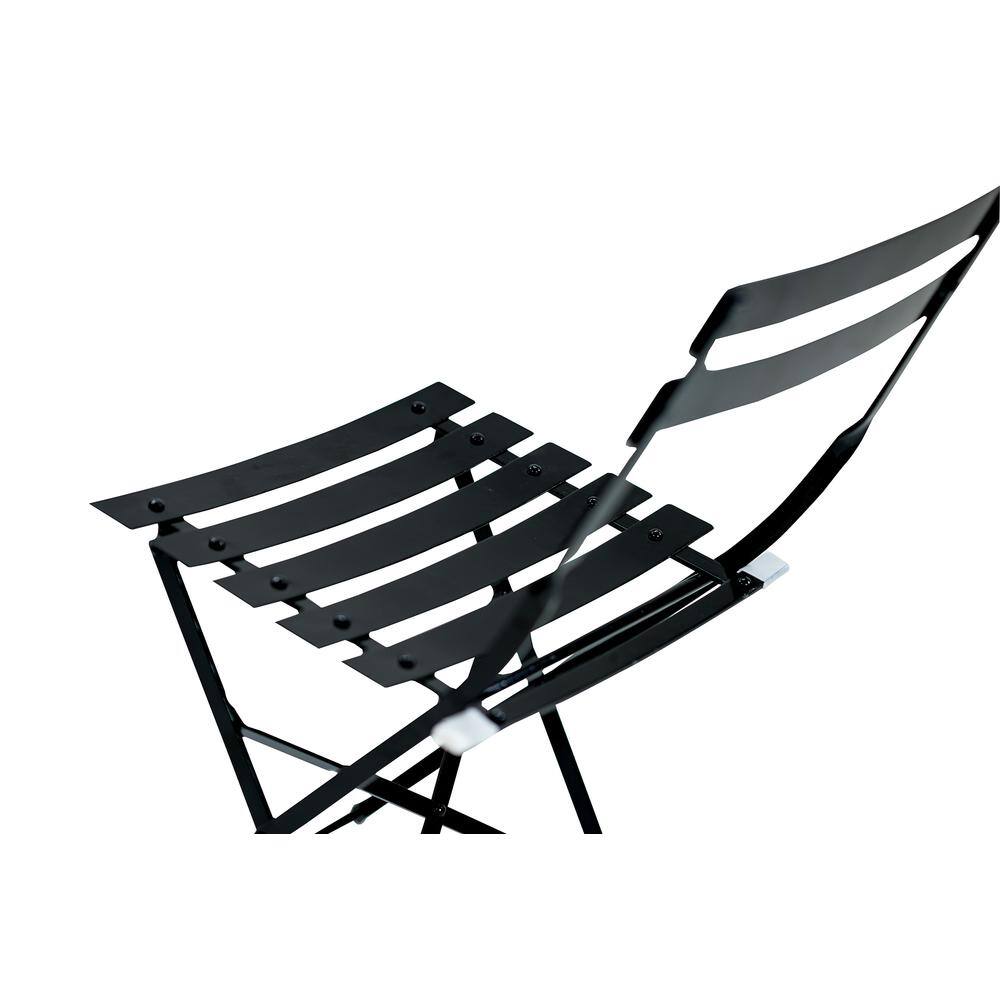 Back. Carolina Chair & Table - Bistro Folding Outdoor Chair Set - Set of 2 - Black - Black.