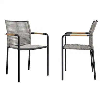 Front. Outdoor Escape - Outdoor Patio Lounge Chairs Set Of 2 With Armrests And Supportive Backrests - Gray.