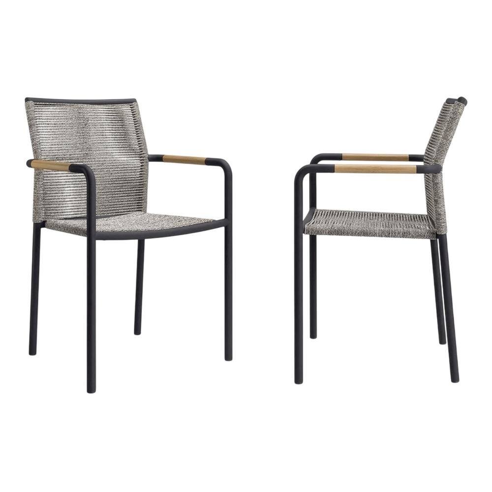 Front. Outdoor Escape - Outdoor Patio Lounge Chairs Set Of 2 With Armrests And Supportive Backrests - Gray.