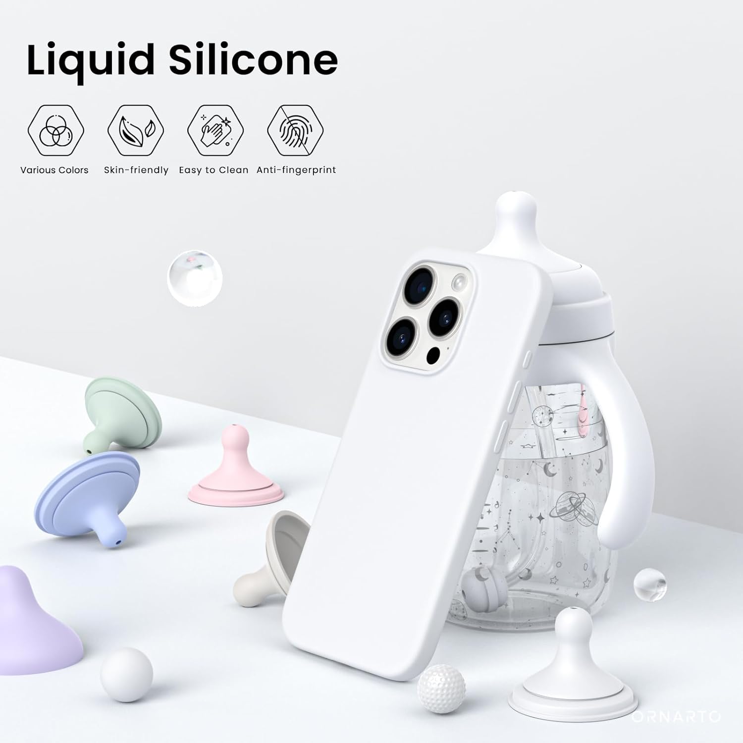 Liquid Silicone Various Colors Skin-friendly Easy to Clean Anti-fingerprint ORNARTO