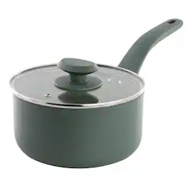 Oster - Sutterville Choice 2.5 Quart Ceramic Nonstick Saucepan with Lid in Evergreen - Green