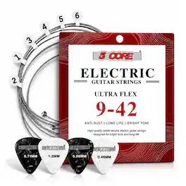 5 CORE - Guitar Strings Nickel Plated Acoustic Electric Guitar String Set w Picks