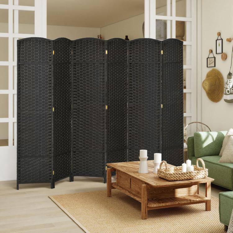 Alt View 1. PULUZ - Folding Room Divider Screen 6 Panel 5.6 ' Tall Privacy Screen Freestanding Room Partition for Home Office - Black.