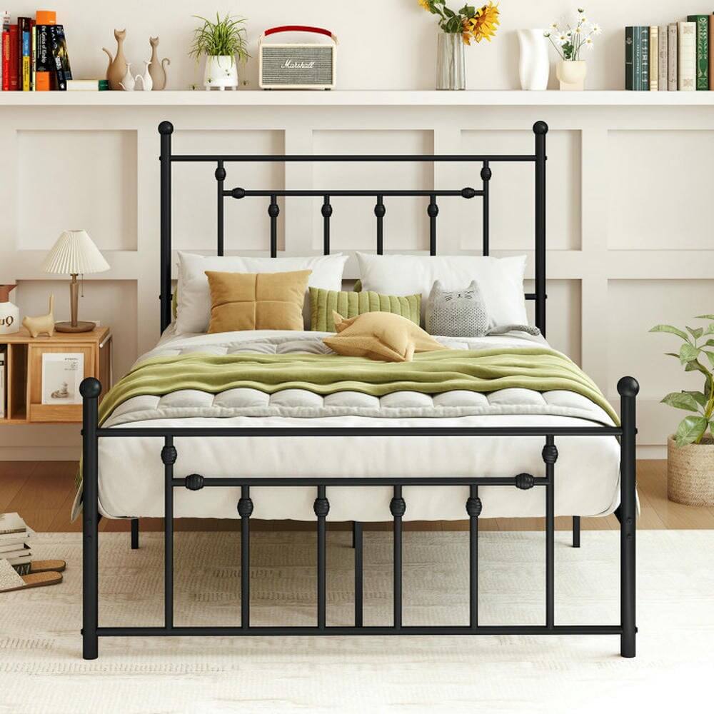 Alt View 1. Kadyn - Platform Bed Frame, Bedroom Bed Frame,Full/Queen/Twin Size Heavy-duty Metal Bed Frame with Headboard-Full Size - Black.