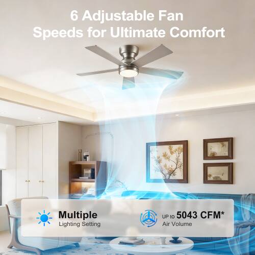 6 Adjustable Fan Speeds for Ultimate Comfort  
Multiple Lighting Settings  
Up to 5043 CFM* Air Volume