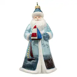 Joy to the World Collectibles - Joy to the World Glitterazzi Sailing Santa Polish Glass Christmas Ornament - Multicolor