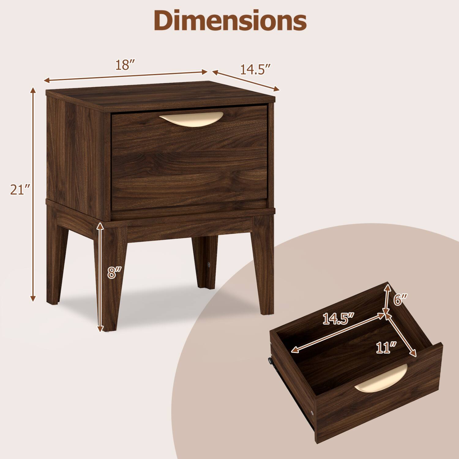 Dimensions
18"
14.5"
21"
8"
14.5"
6"
11"