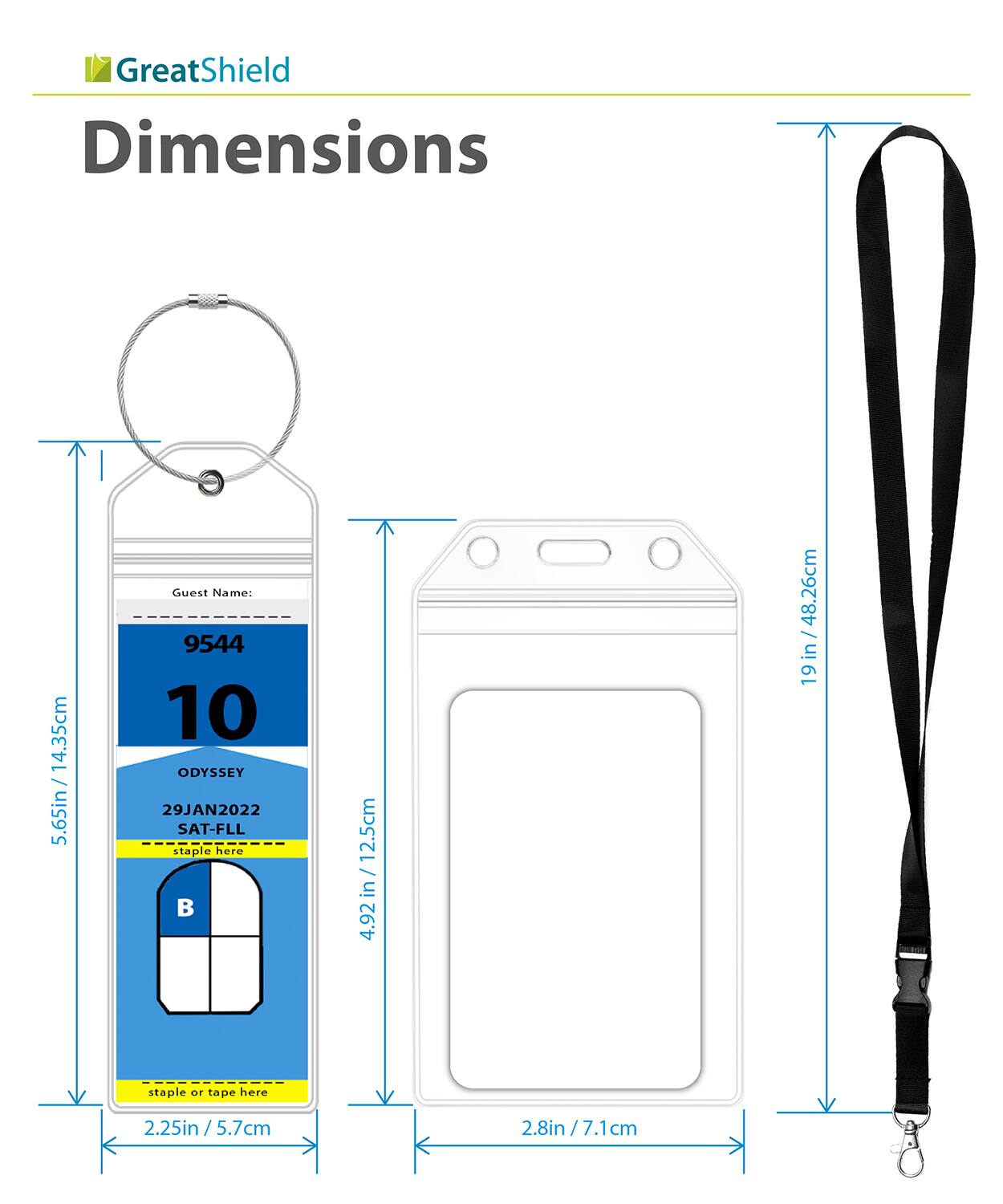 GreatShield  
Dimensions  

Guest Name:  
9544  
10  
ODYSSEY  
29JAN2022  
SAT-FLL  

staple here  
staple or tape here  

5.55in / 14.35cm  
4.92in / 12.5cm  
2.25in / 5.7cm  
2.8in / 7.1cm  

19in / 48.26cm  
26cm  

19in / 48.26cm