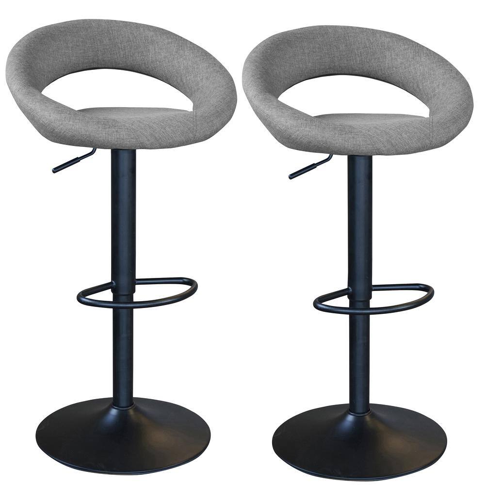 Alt View 1. AmeriHome - Classic Fabric Bar Stool Set - 2 Piece - Gray.
