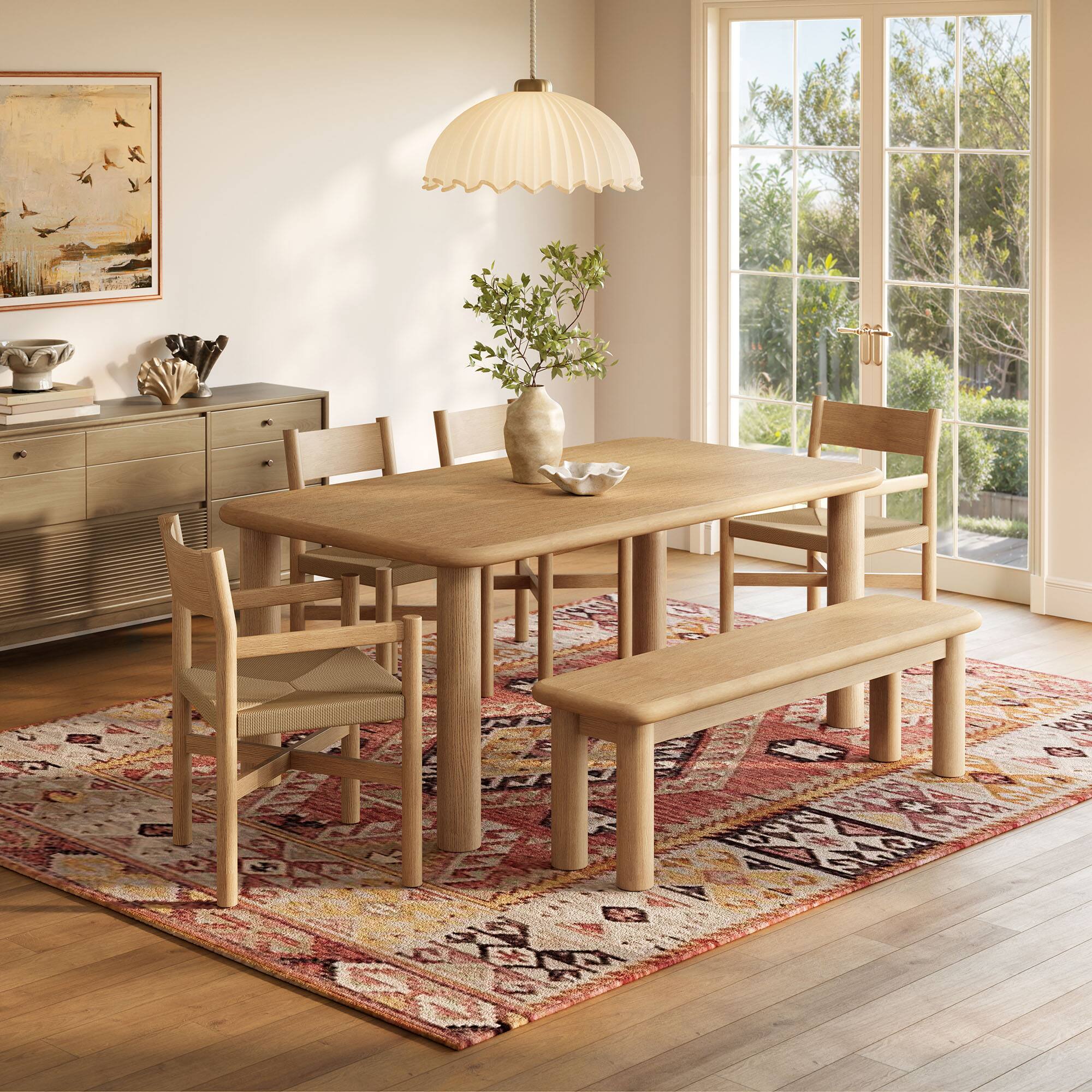 Alt View 3. Modway - Alvia 6-Piece Wood Dining Table and Seating Set by Modway - Weathered Oak.