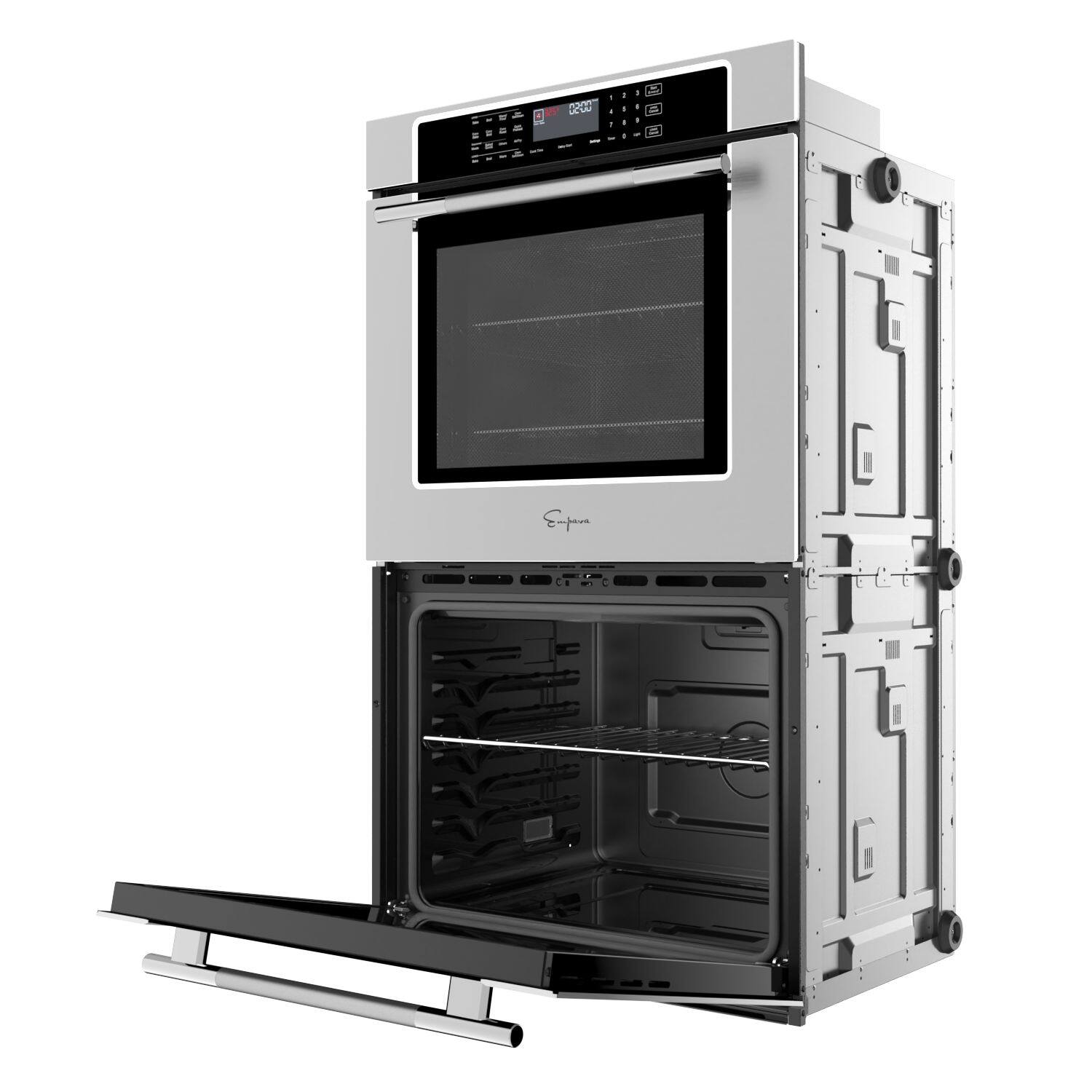 Alt View 3. Empava - 30-inch Electric Double Wall Oven with Air Fry, Convection Bake, Self-Cleaning, Sabbath Mode, Temperature Probe - Stainless Steel.