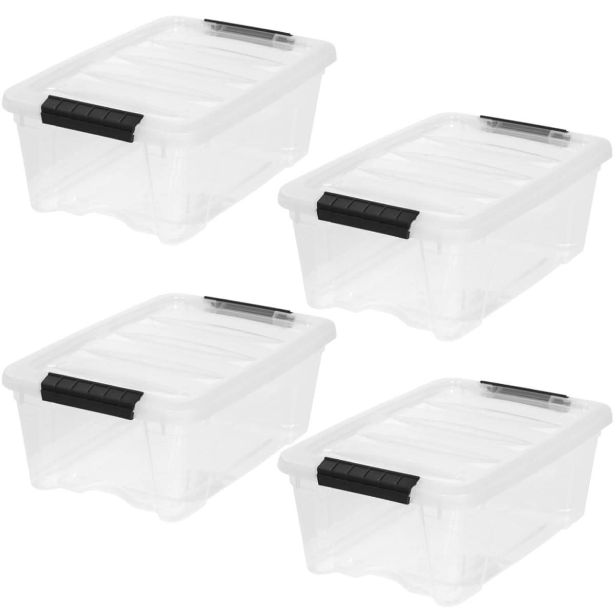 HM 1810 - IRIS USA 13 QT Storage Box Lid Latches BPA Free See Through Organizing Solution Durable Nestable - Clear 13 Qt 4 Pack
